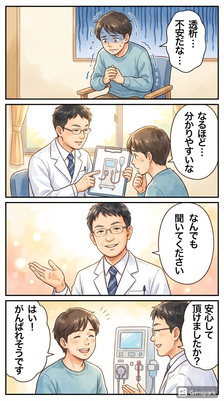 透析の説明4コマ漫画