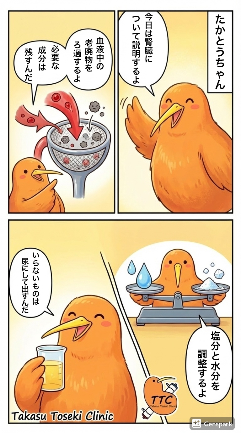 腎臓の説明4コマ漫画